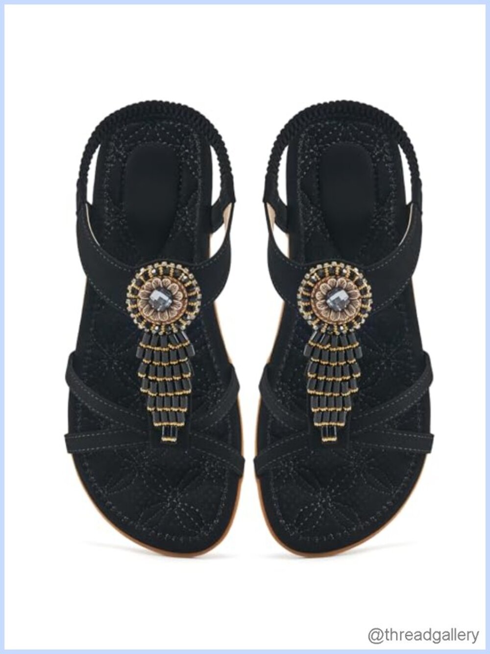 Womens Comfortable Flat Sandals with Vegan Leather Ankle Strap